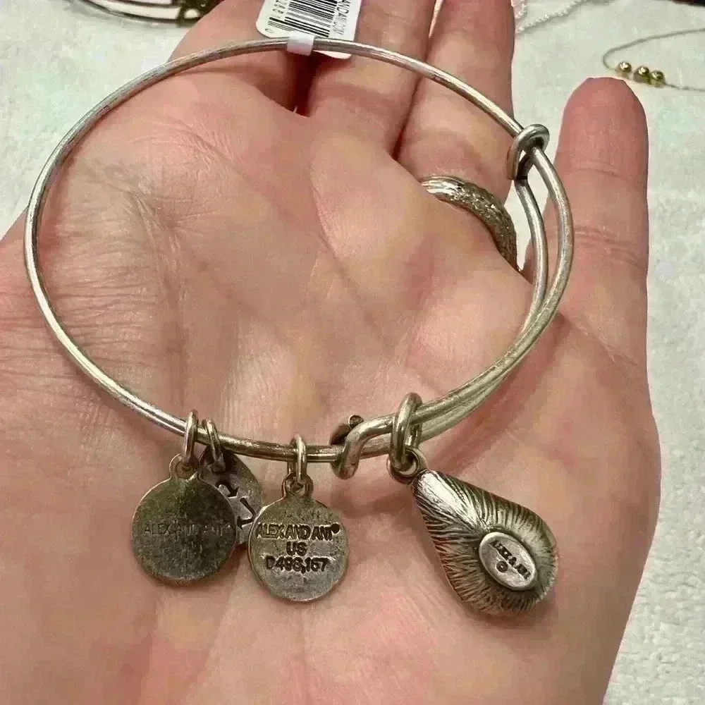 Alex and Ani Swarovski Crystal Emerald Teardrop Bangle Bracelet Birth Month May
